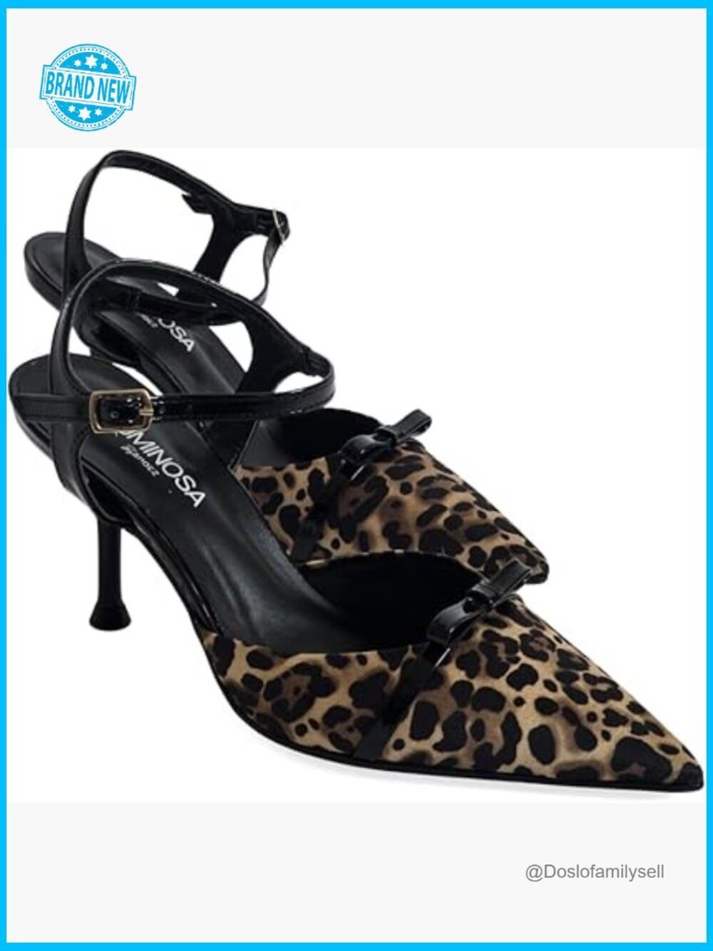 Women's Pointed Toe Stiletto Heel Slingbacks Mid Heel Adjustable Buckle Faux